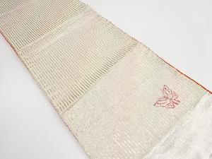 アンティーク　縞に蝶模様刺繍袋帯（材料）